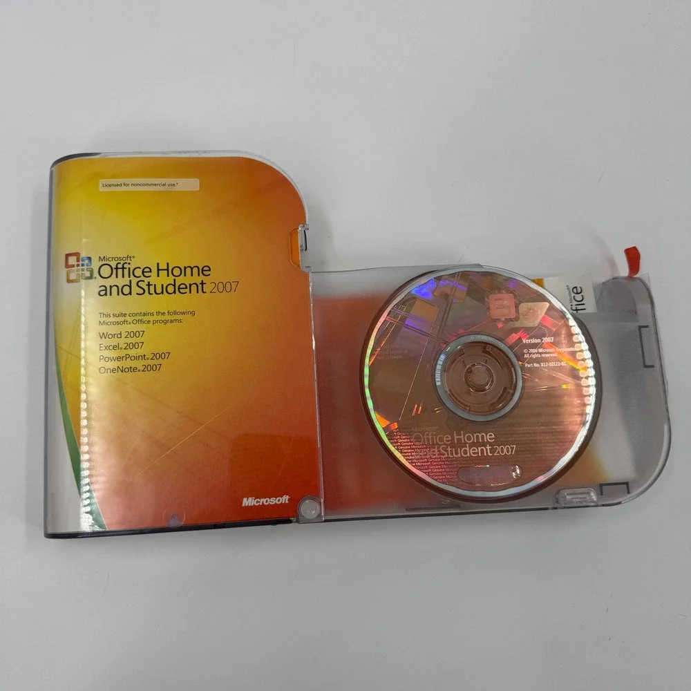 Microsoft Office Home and Student 2007 PC Windows Retail Box Product Key‎ Disc